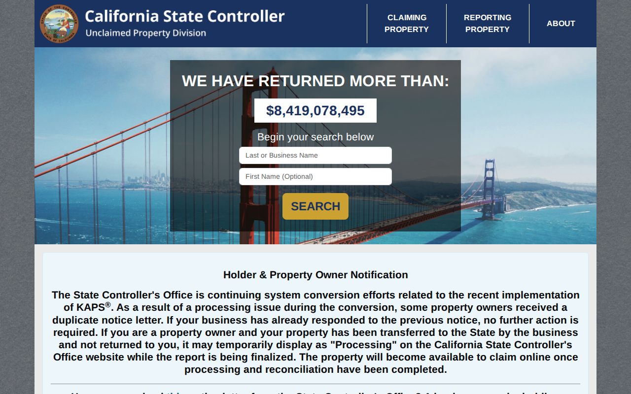 Aliso Viejo resident records California unclaimed property search